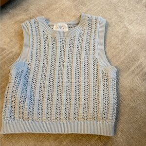 Zara Light Blue Sleeveless Knit Top